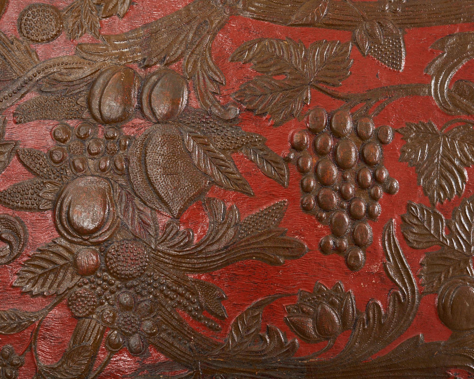19th Century English Embossed Leather Wallpaper Screen For Sale 4