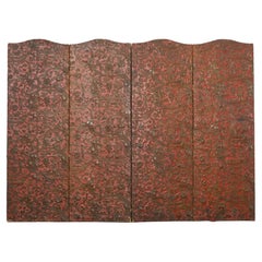 Used 19th Century English Embossed Leather Wallpaper Screen