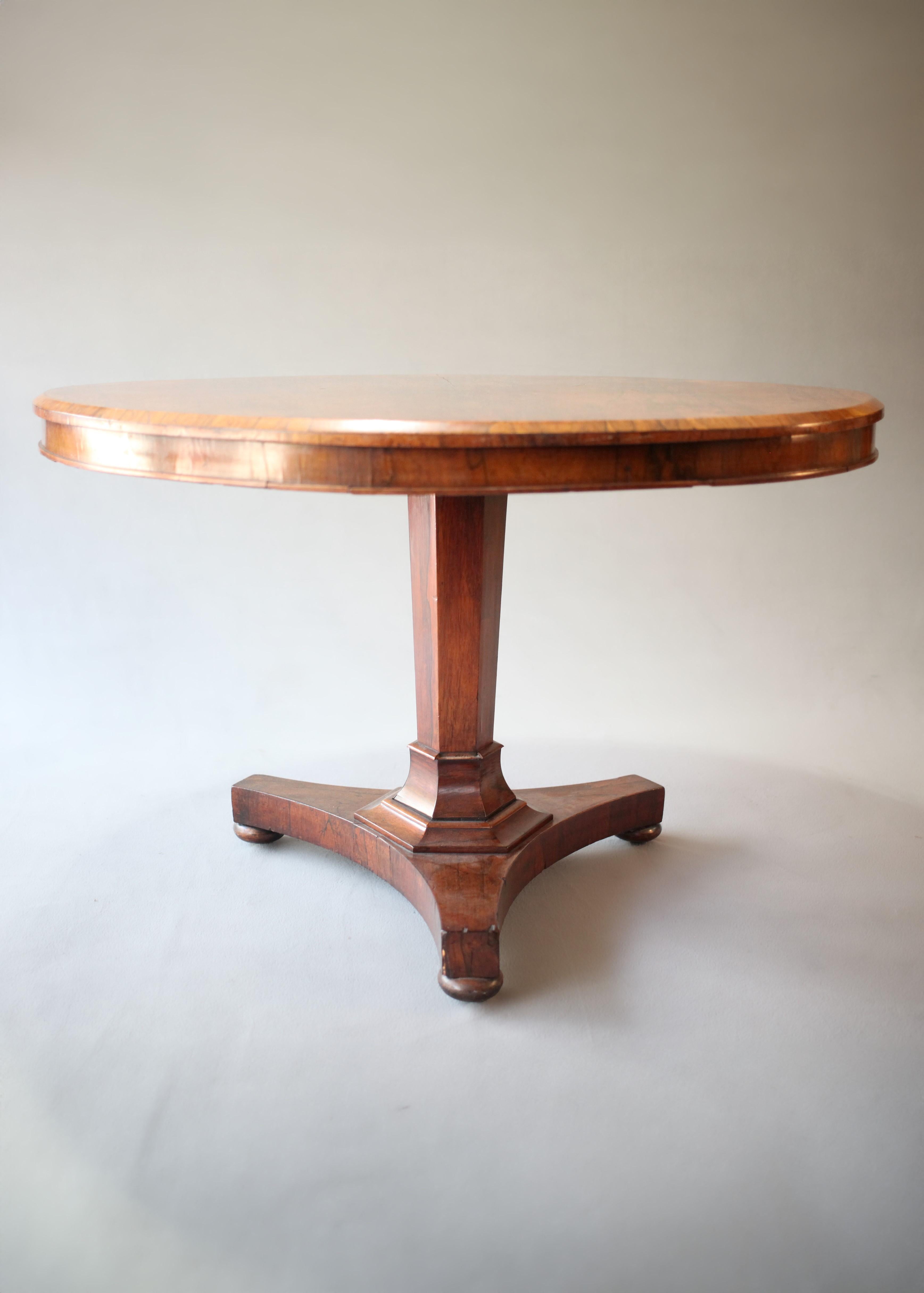 Hand-Carved 19th Century English Empire Walnut Centre Table