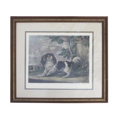 19th Century English Engraving of King Charles Spaniel by Charles Hunt