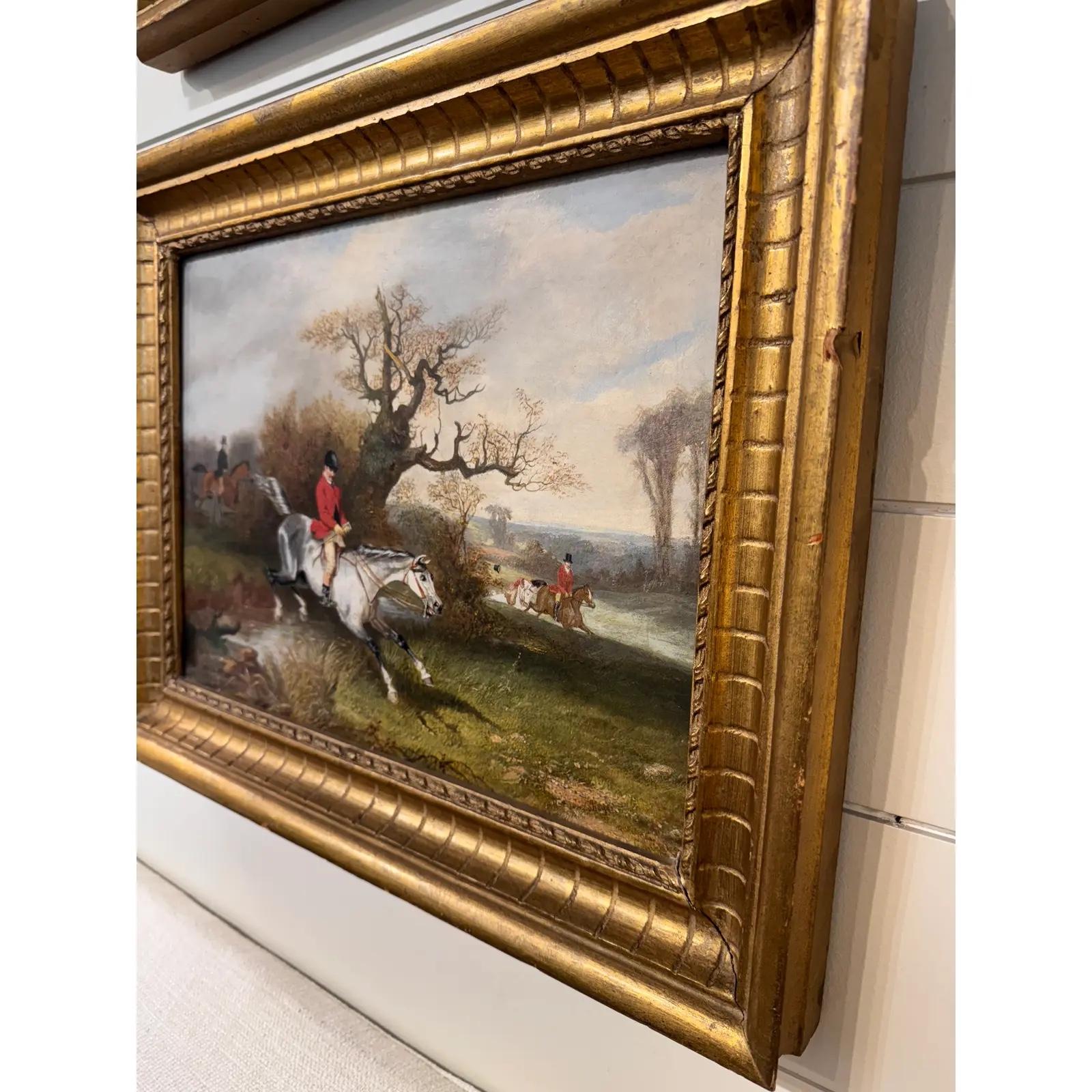 Inglese Olio equestre inglese del XIX secolo su tela in vendita