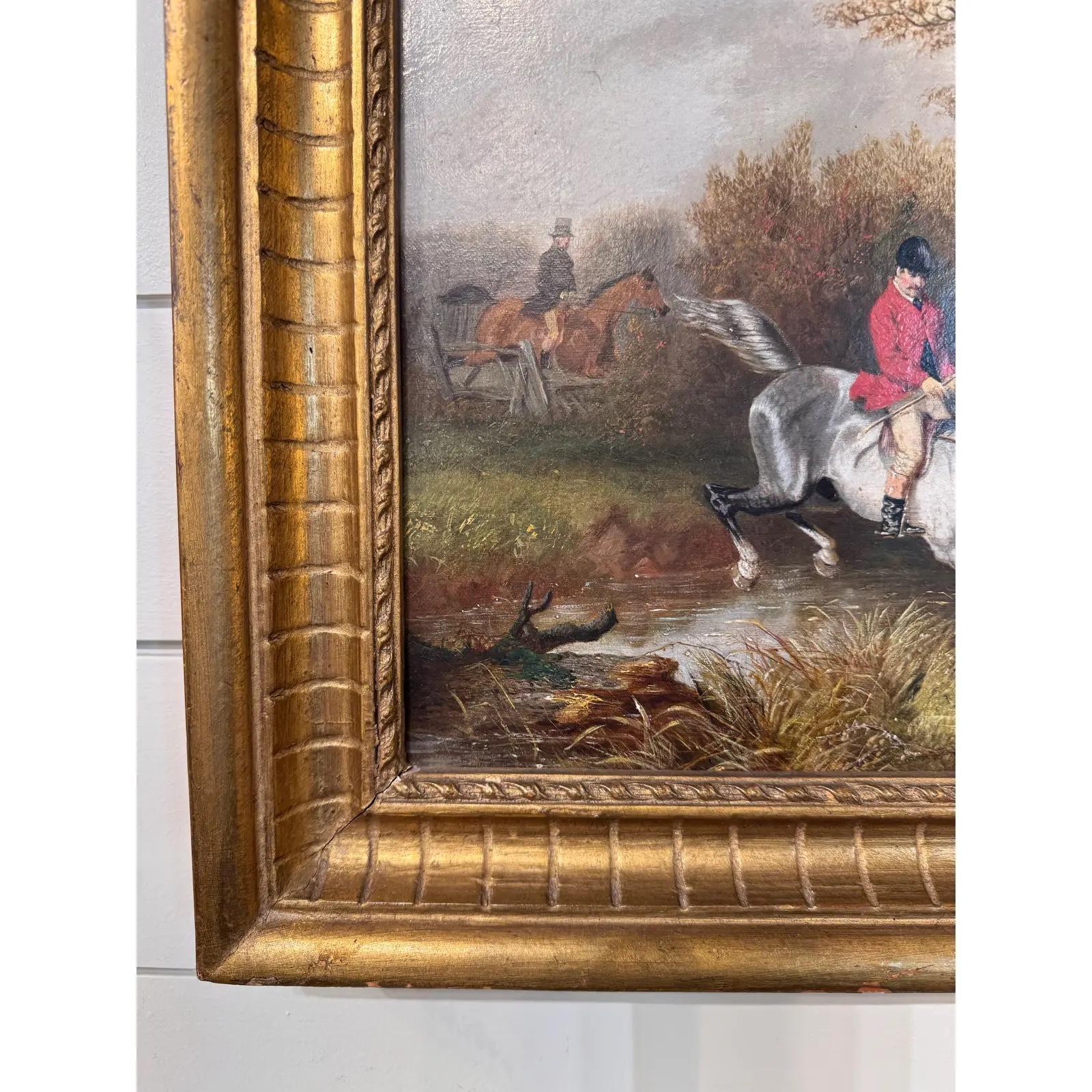 Olio equestre inglese del XIX secolo su tela In condizioni buone in vendita a Nashville, TN