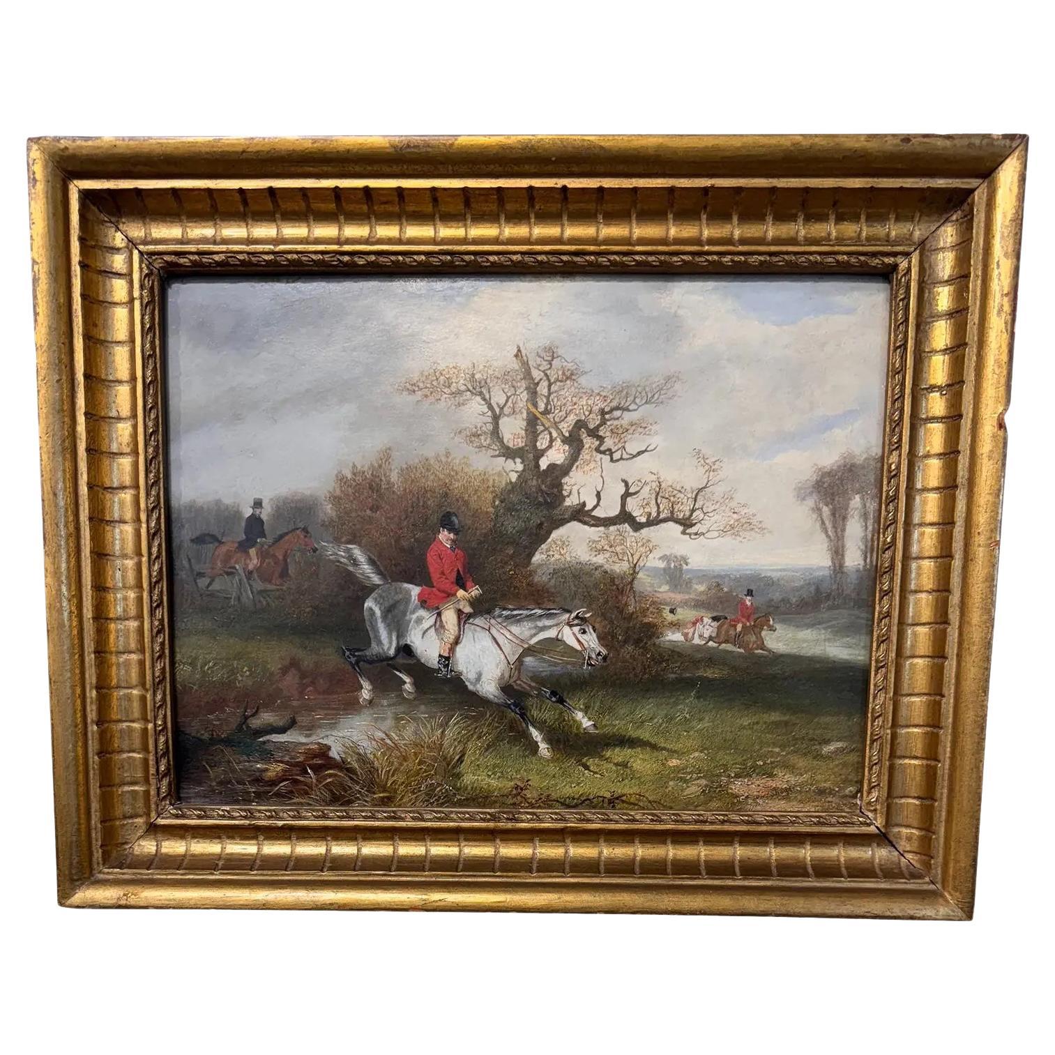 Olio equestre inglese del XIX secolo su tela in vendita