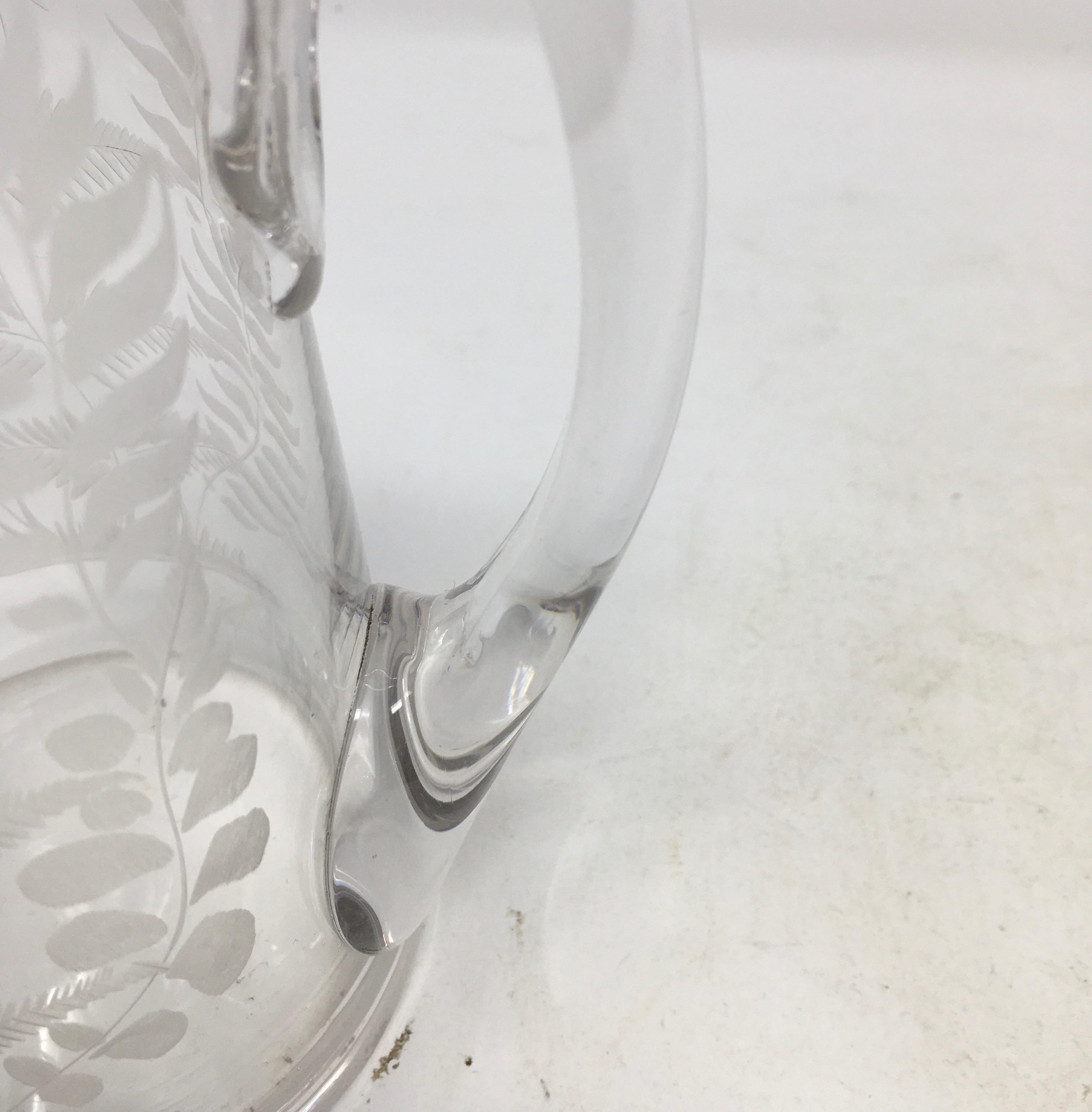 19th Century English Etched Glass Pitcher For Sale 1