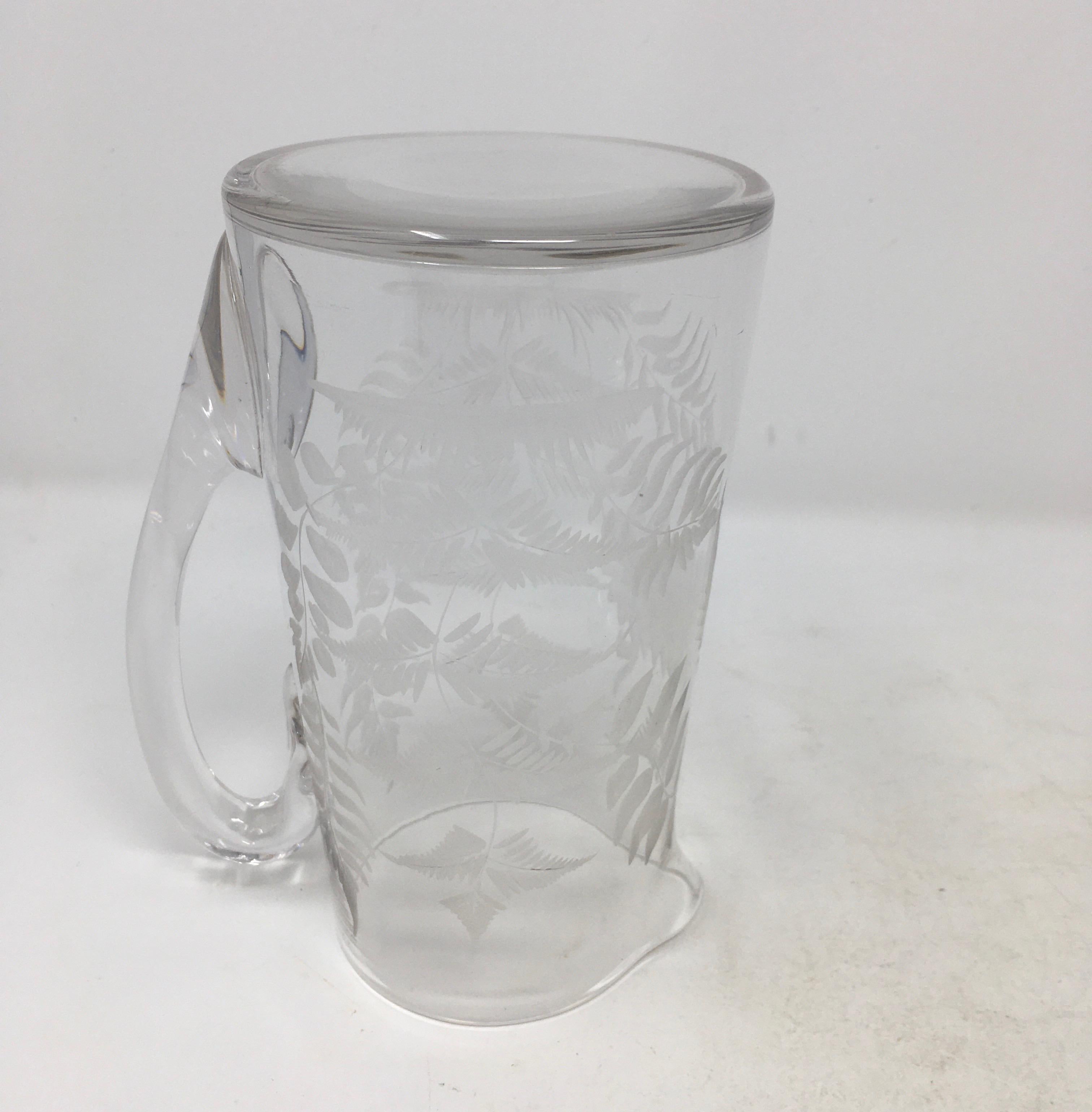 19th Century English Etched Glass Pitcher For Sale 2