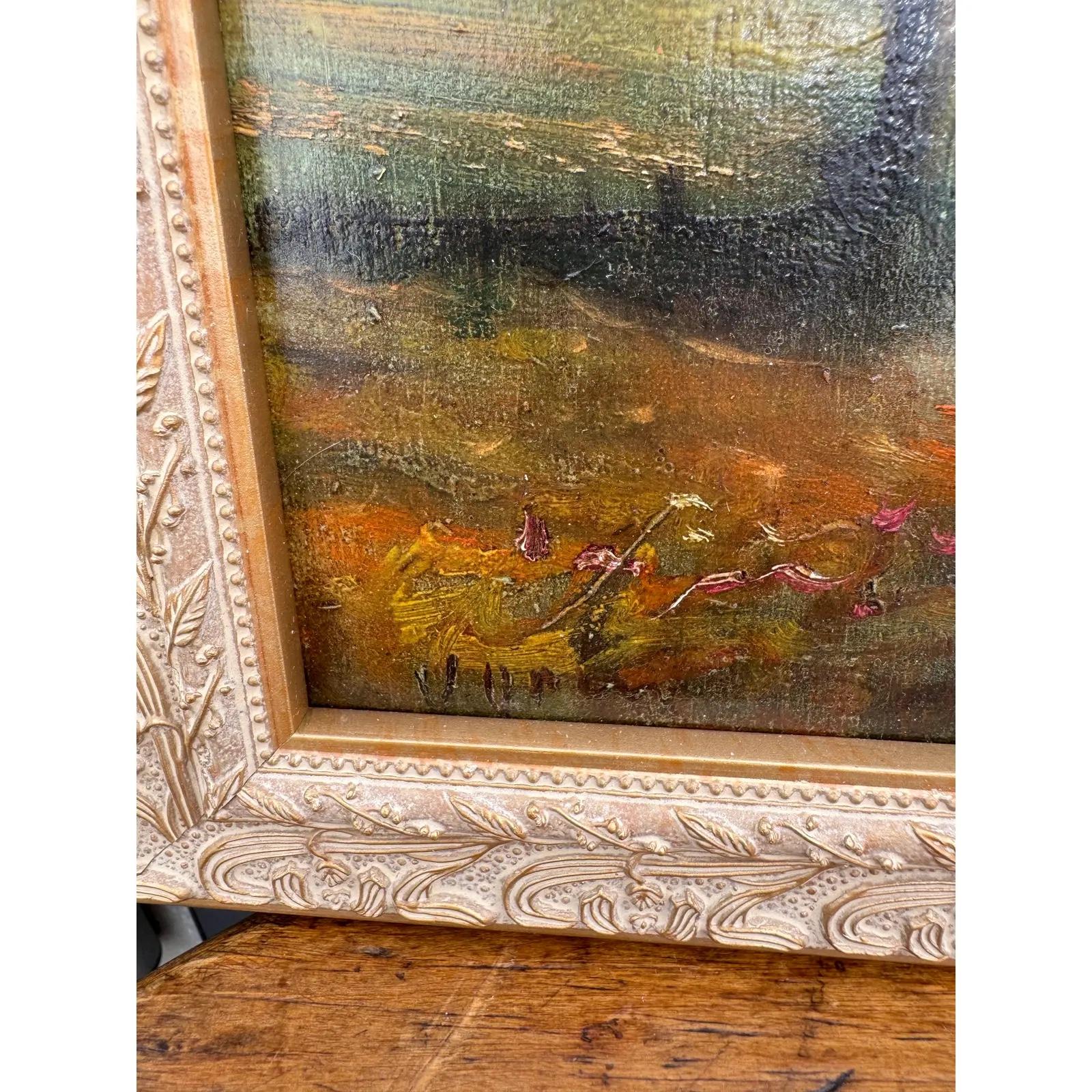 Anglais Paysage agricole anglais du XIXe siècle Huile sur toile en vente