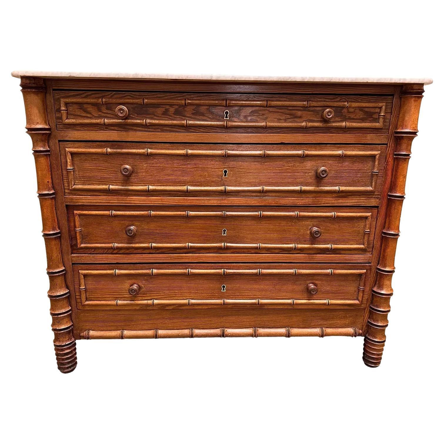 19th Century English Faux Bamboo Chest