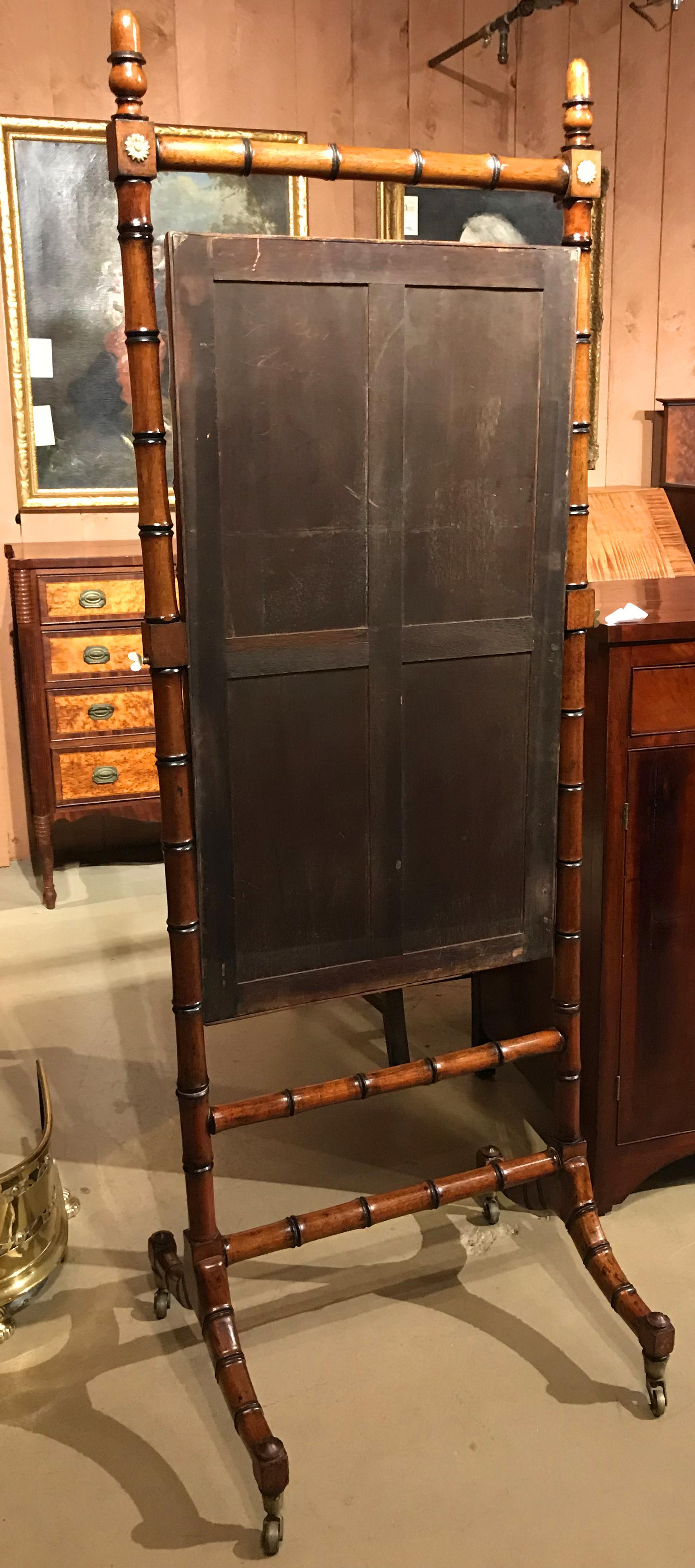 19th Century English Faux Bamboo Cheval Mirror 10