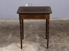 19th Century English Faux Bamboo Side Table with Ebonized Finish and Gilt Decor