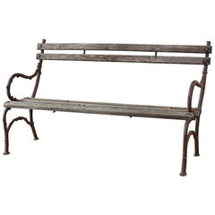 19. Jahrhundert Englisch Faux Bois Eisen Holz Gartenbank