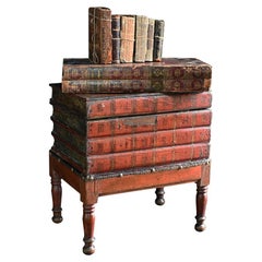 Antique 19th Century English Faux Book Box Table