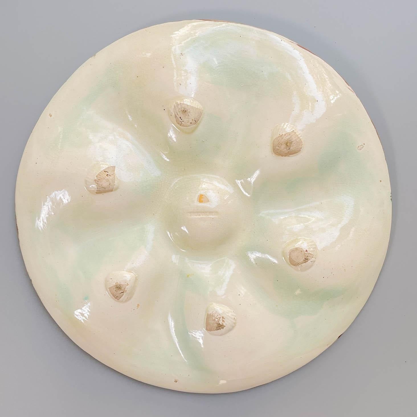 19th Century English Fielding Majolica Oyster Plate In Good Condition For Sale In Winter Park, FL