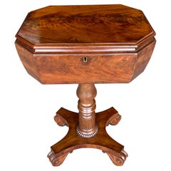 Antique 19th Century English Figured Mahogany Teapoy Side Table