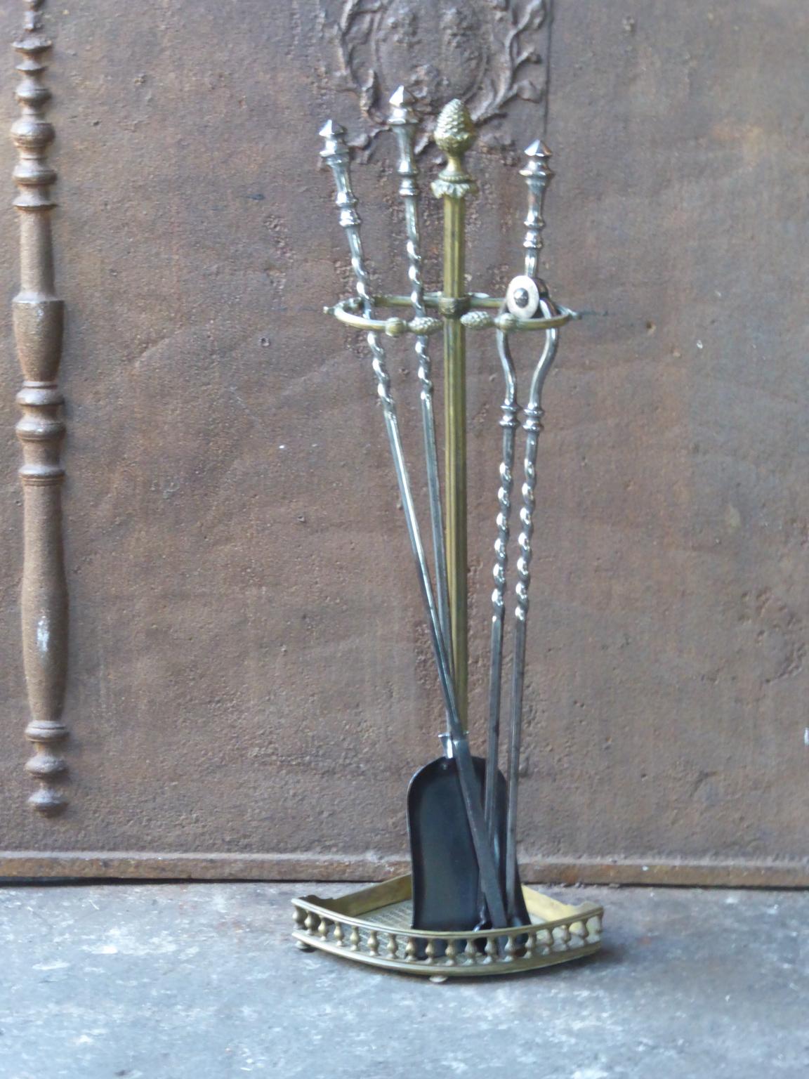 19th century English fireplace tools made of polished steel and brass.







 