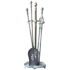 Antique 19th Century English Fire Tools Fireplace Tool Set