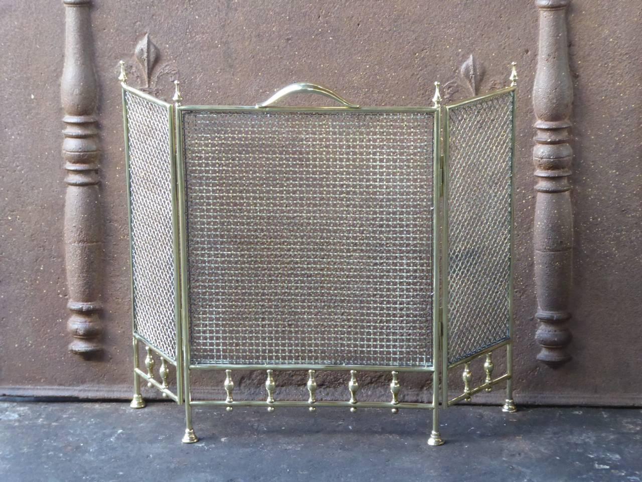 19th century English Victorian fireplace screen made of polished brass and iron mesh.

We have a unique and specialized collection of antique and used fireplace accessories consisting of more than 1000 listings at 1stdibs. Amongst others, we always