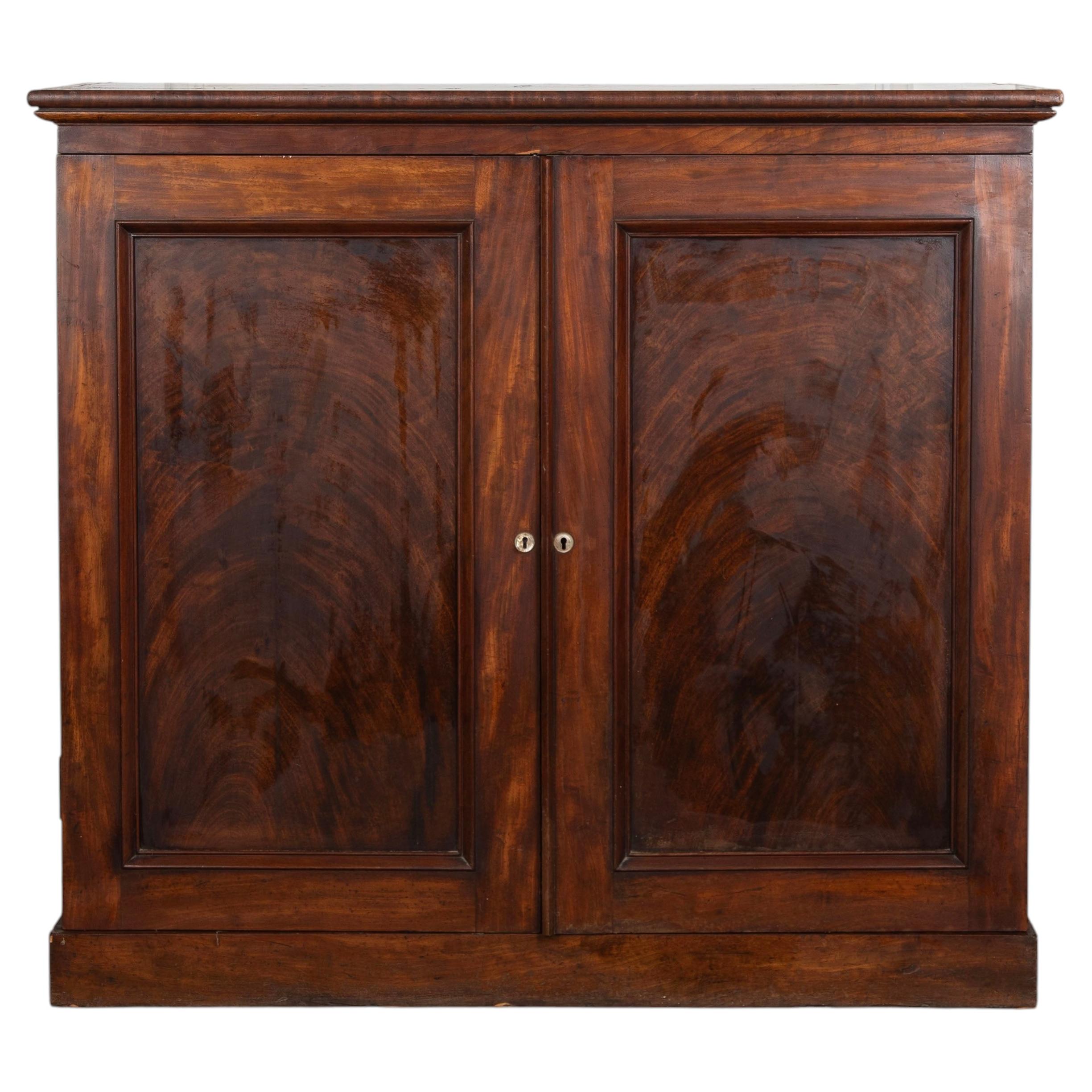 19th Century English Flame Mahogany Collectors Cabinet