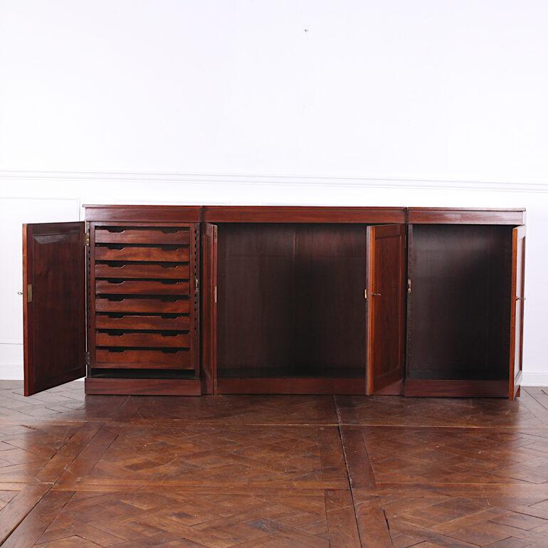 19th Century English Flame Mahogany Reverse Breakfront Side Cabinet Buffet 2