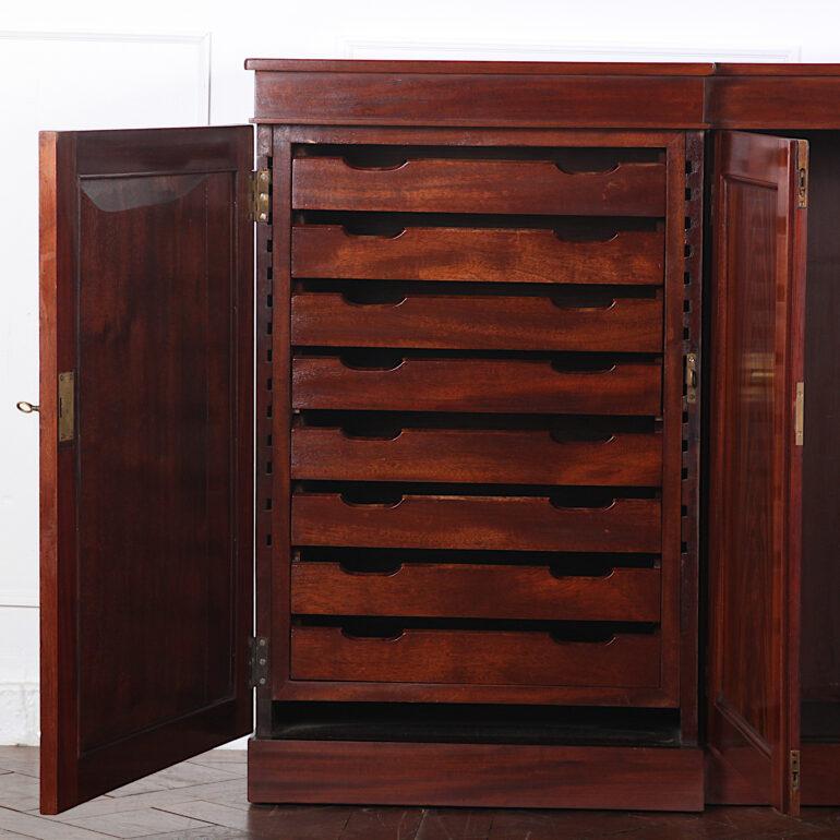 19th Century English Flame Mahogany Reverse Breakfront Side Cabinet Buffet 3