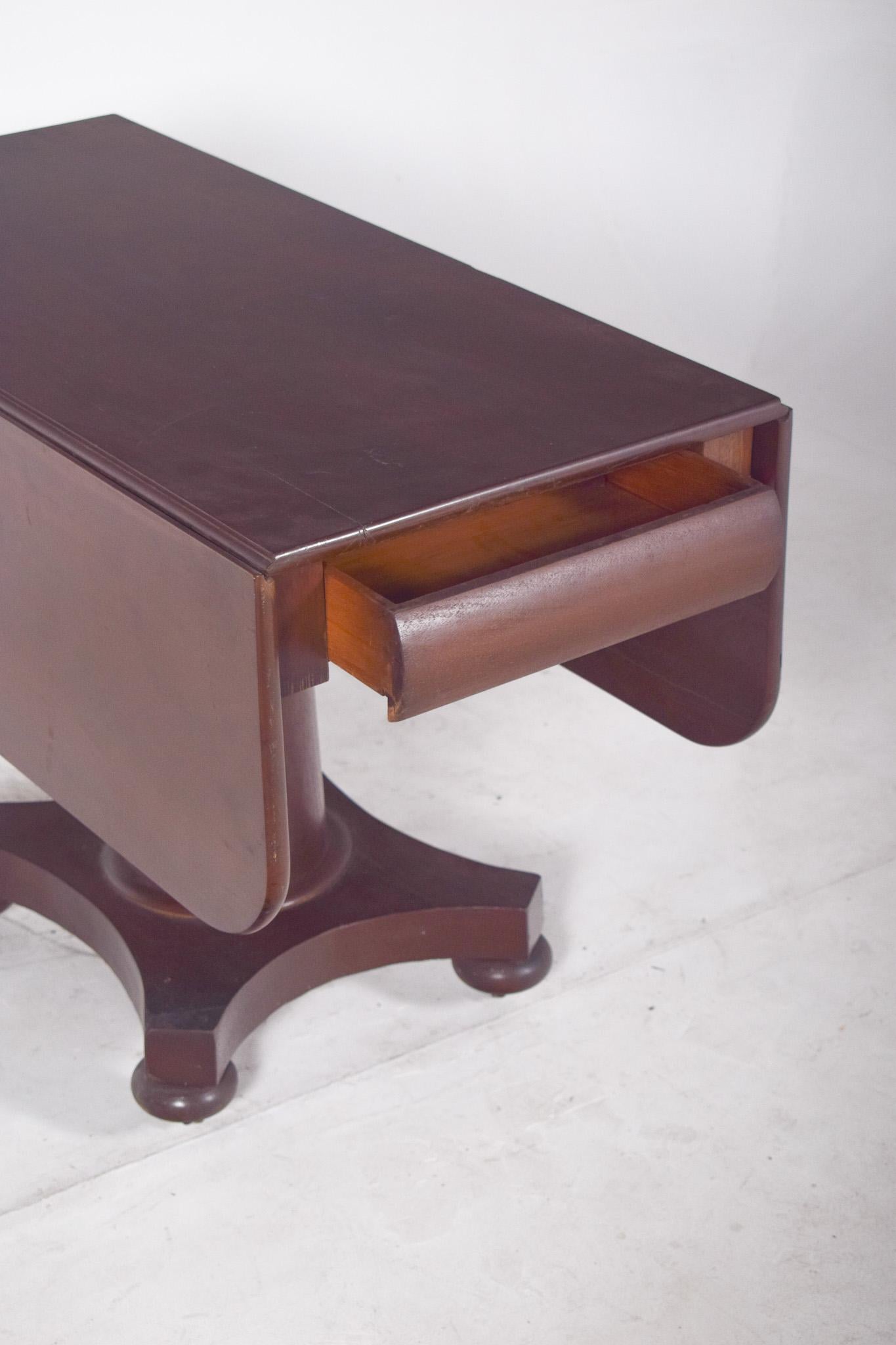 19th Century English Flip Flap Sofa Table with Central Foot For Sale 2