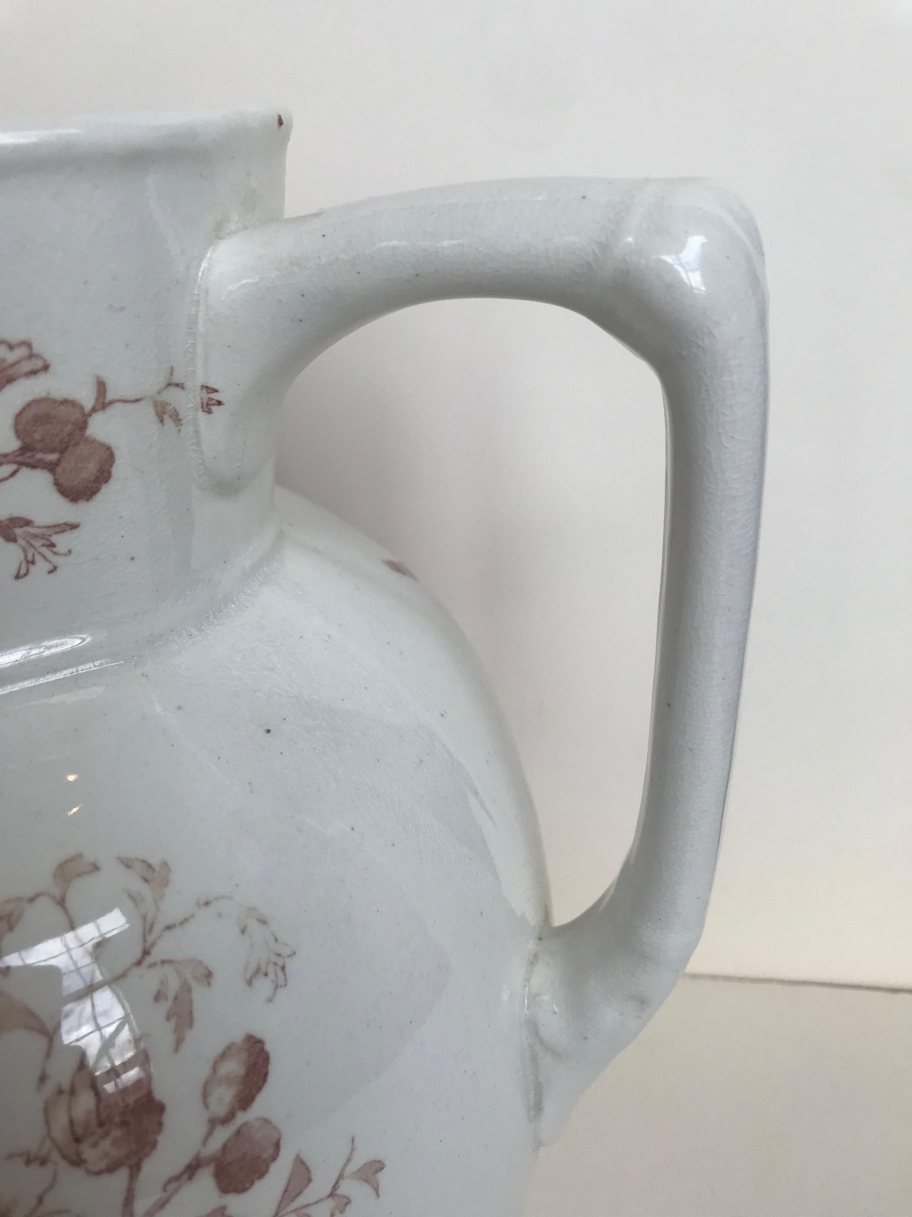 19th Century English Floral Ironstone Pitcher For Sale 1
