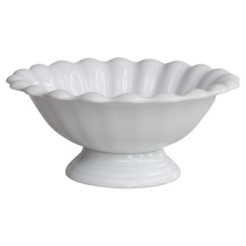 19th Century English Fluted White Ironstone Footed Bowl