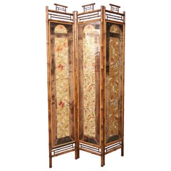 Schermo divisorio in bambù a cartella inglese del XIX secolo