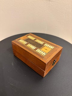 19th Century English Folding Inlaid Cribbage Board