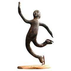 19th Century English Folk art Anthropomorphic branch skating figure