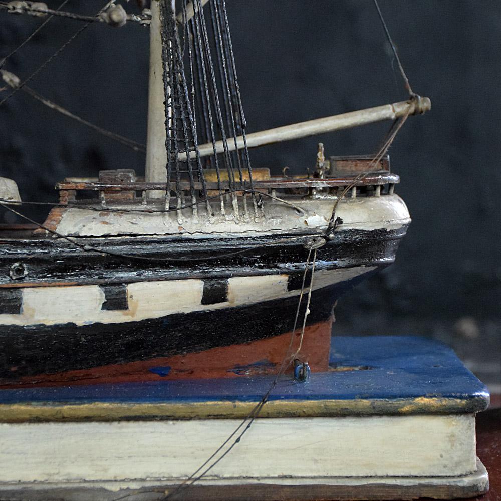 19th Century English Folk Art Encased Ship Diorama For Sale 4