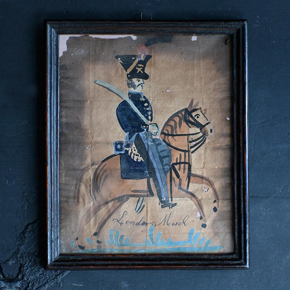 19th Century English Folk-art Painting on Paper

A 19th century English folk art water colour on paper depicting a solider on horseback. Entitled “London March”. It’s a naïve example but charming nevertheless if somewhat aged and worn. 

Size in