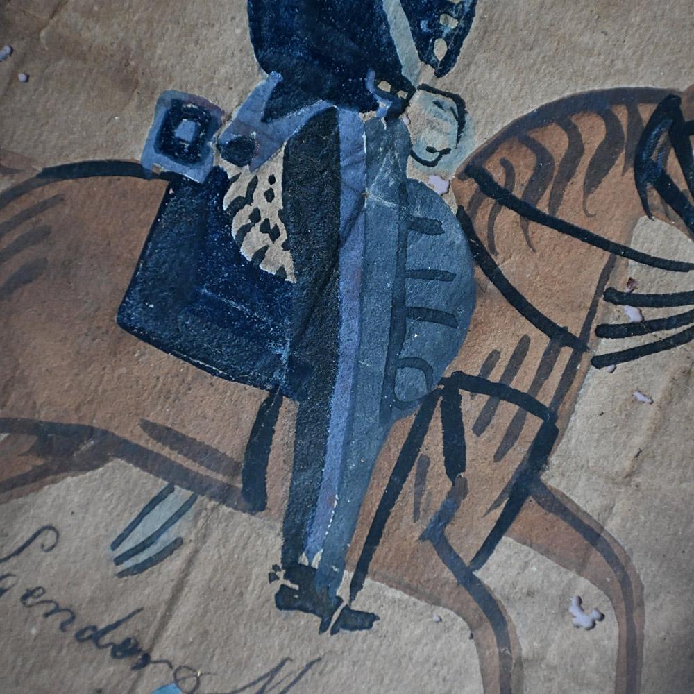 19th Century English Folk-art Painting on Paper For Sale 2