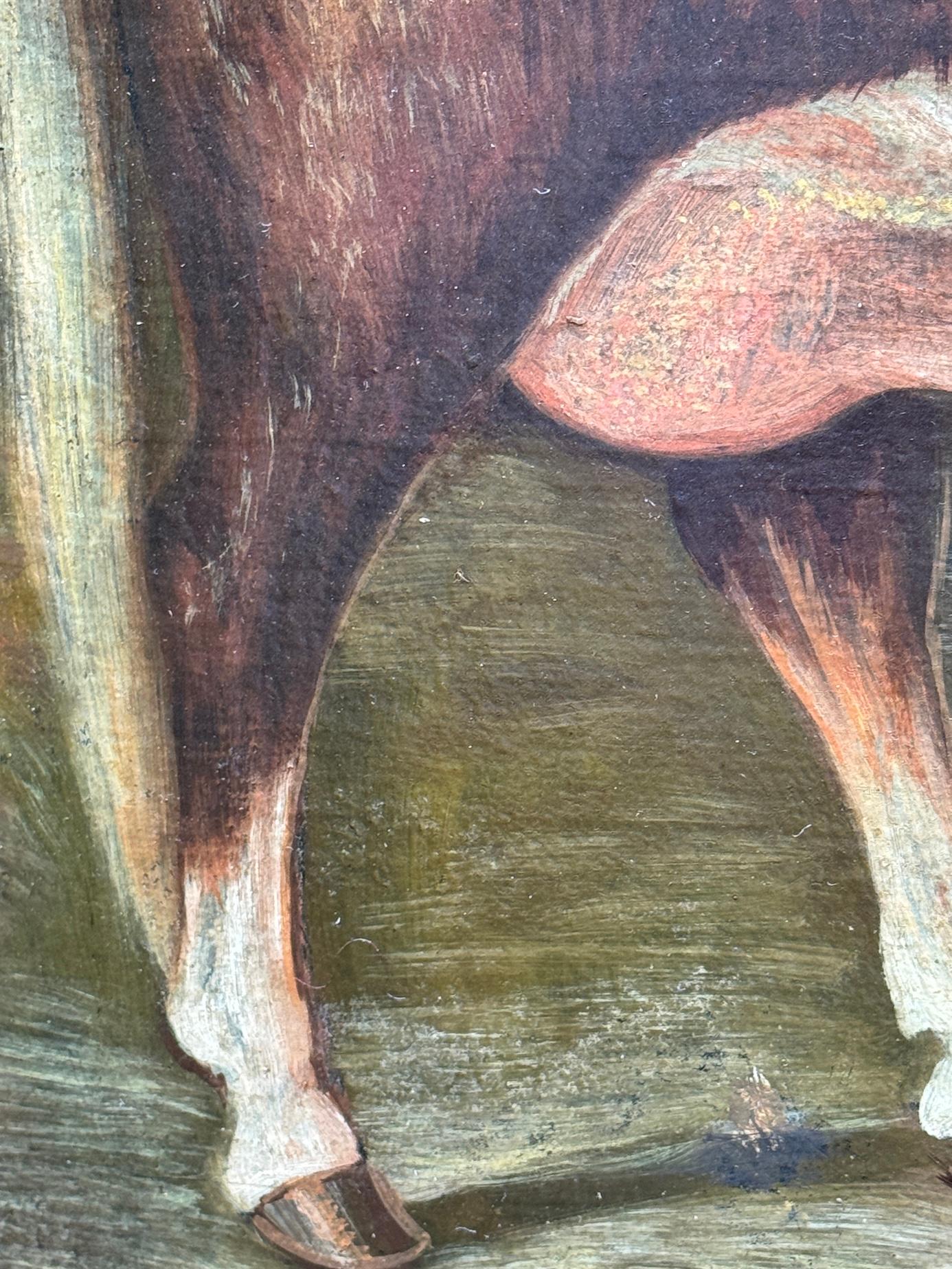 19th Century English Folk Art portrait of a Bull in Maple frame For Sale 2