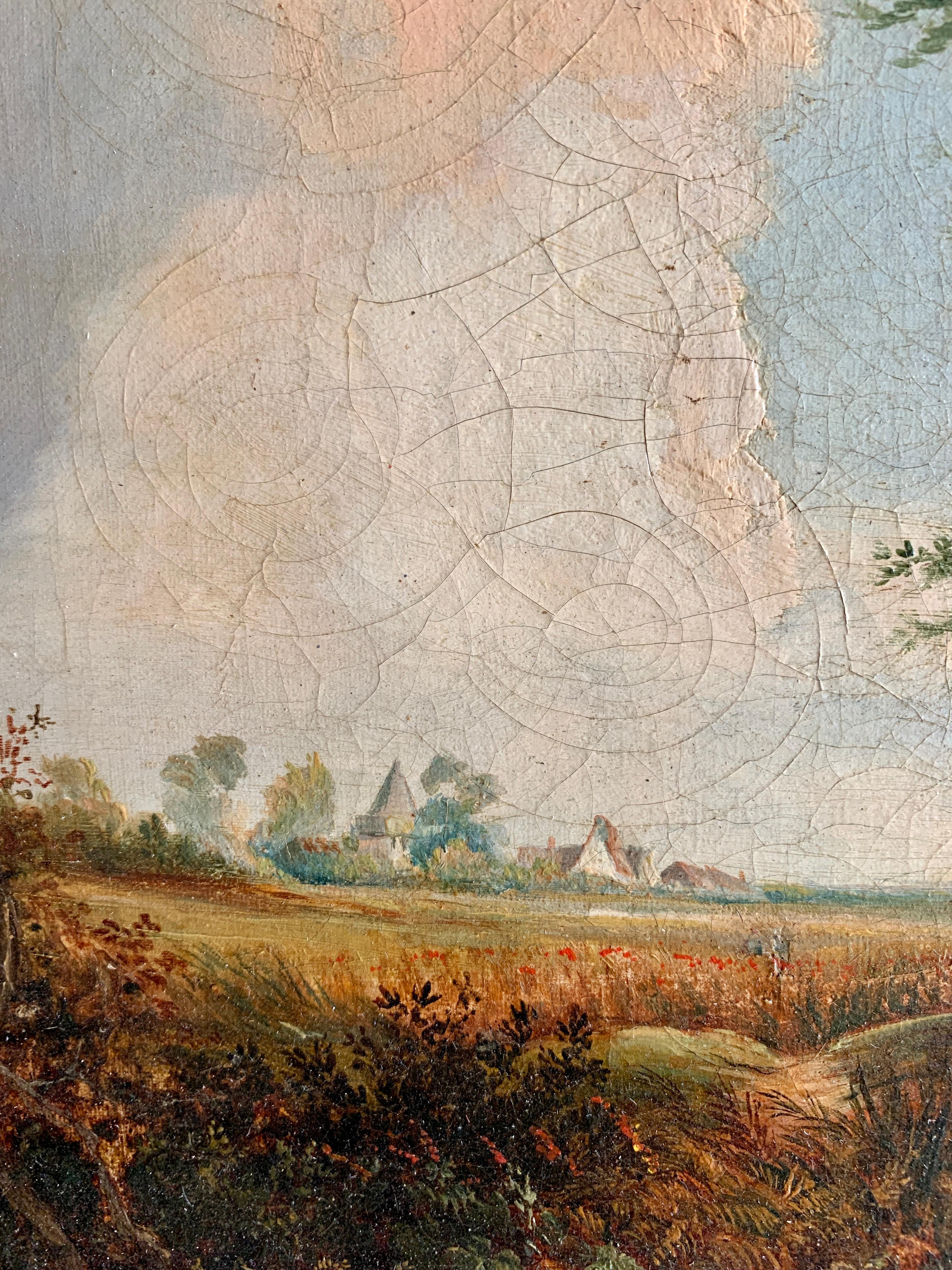 Bien peint et composition intéressante. 

Paysage de cottage d'art populaire anglais classique du milieu du 19e siècle. 

L'œuvre est encadrée dans son cadre d'origine et constitue une très belle pièce d'art populaire anglais
