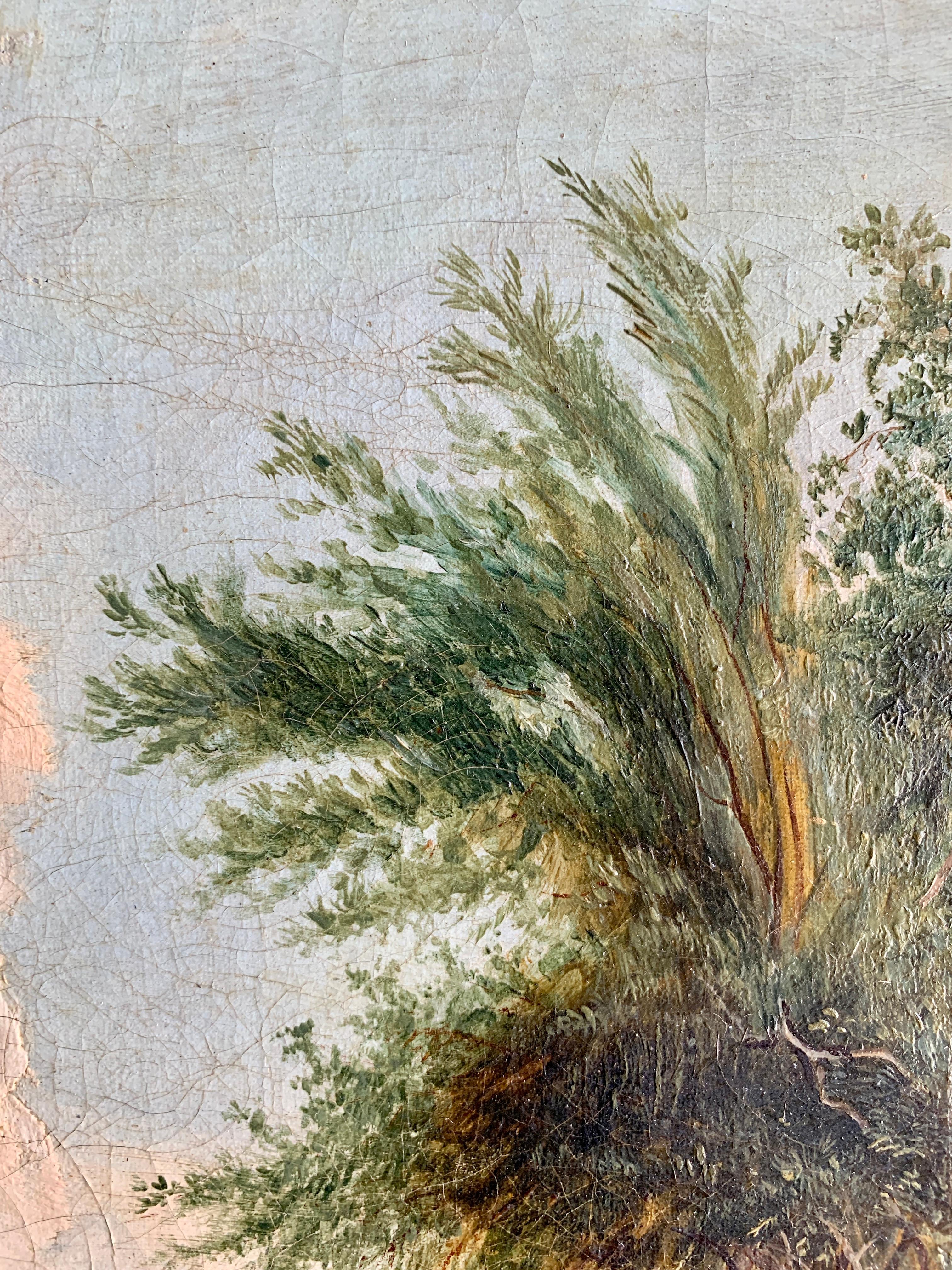 Cottage d'art populaire du 19ème siècle avec étang, canards, saule et enfants jouant en vente 1