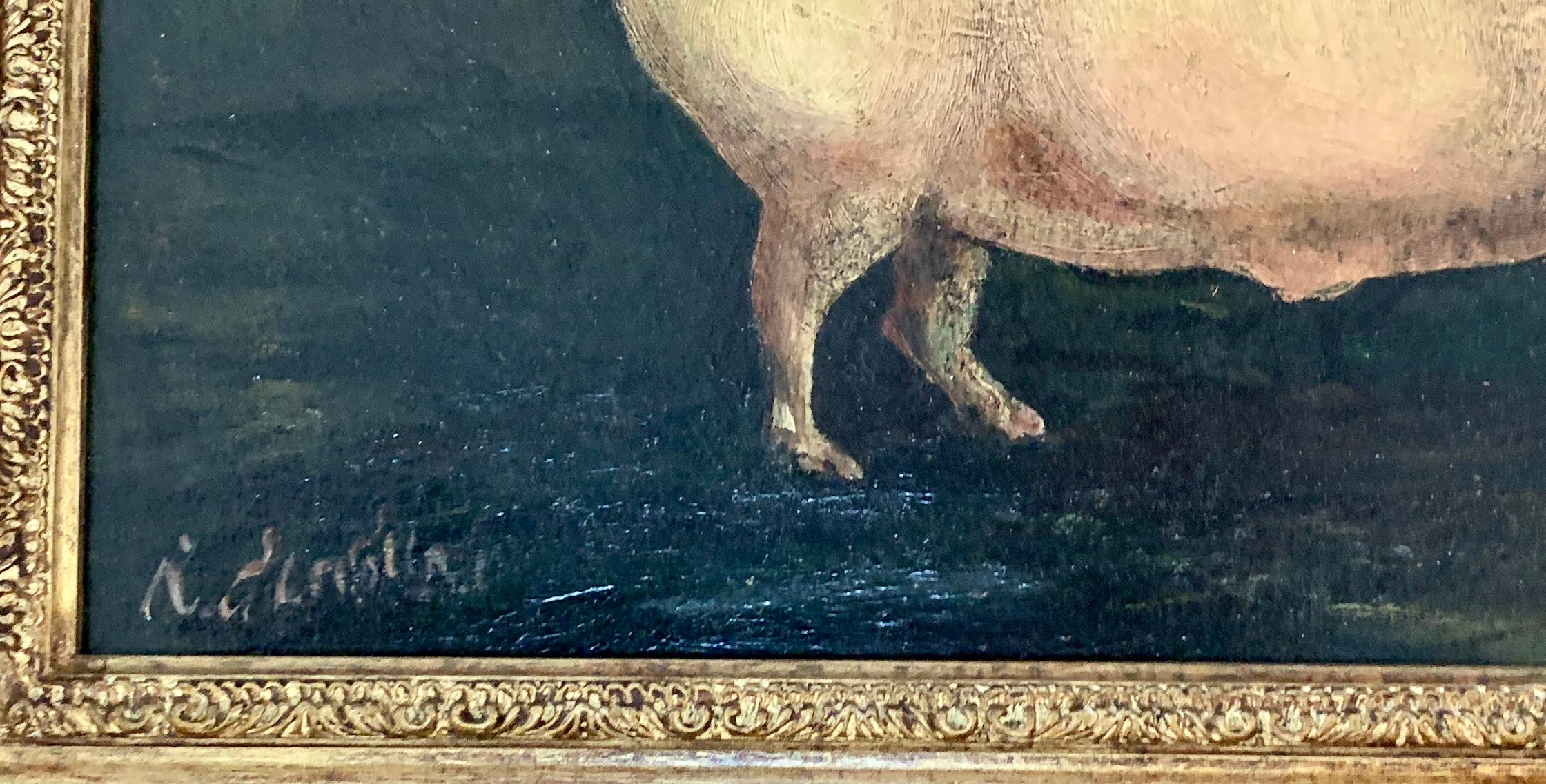Wonderful Folk Art portrait of a Pig

oils on a wooden panel

Antique English frame

This is a very nice example of English Folk Art. Portraits of Pigs are the most sought after in all the different animals that were painted during this time.

The
