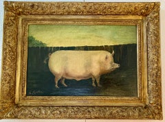 English Folk art portrait of a Prize winning Pig