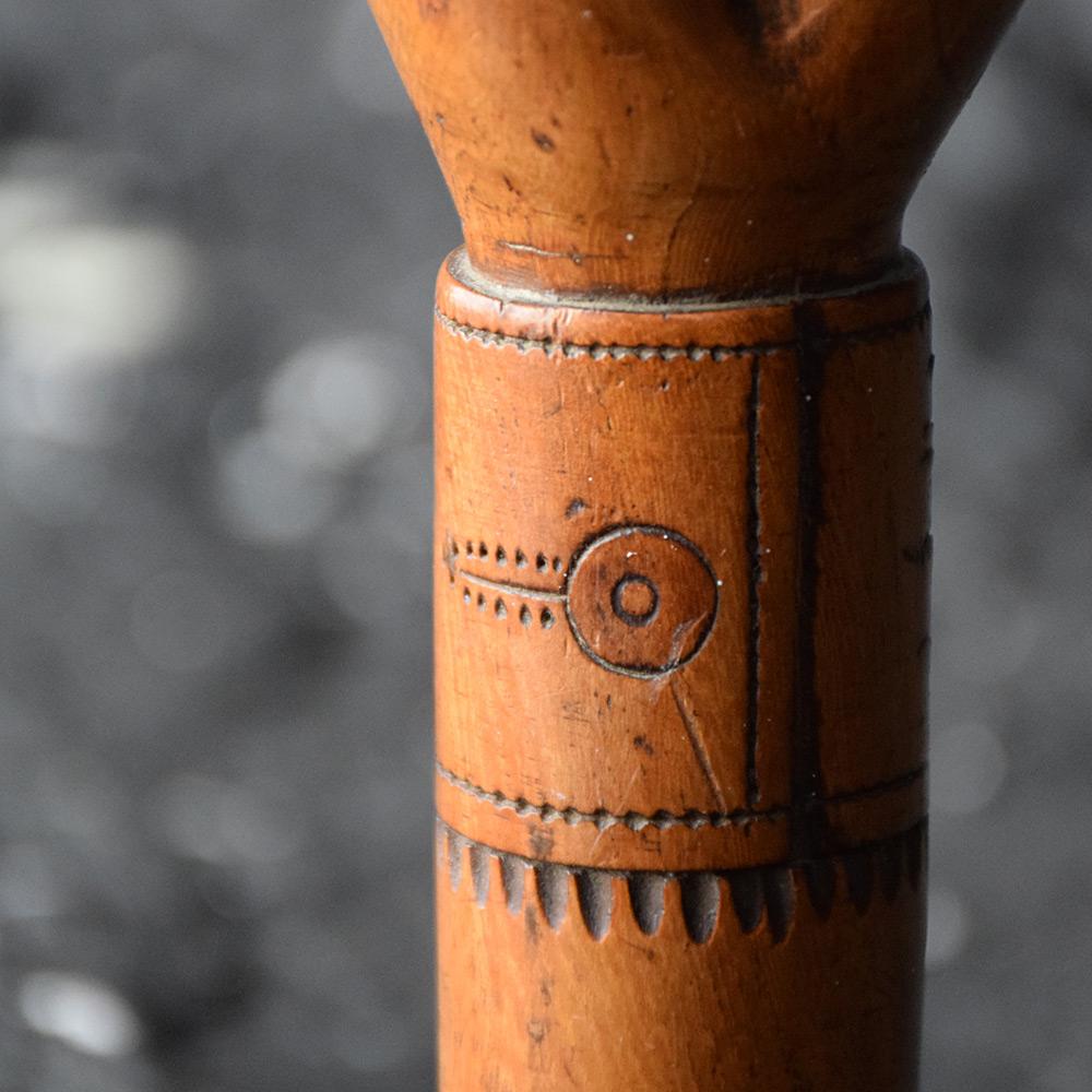 Pine 19th Century, English Folk-Art Stick Handle For Sale