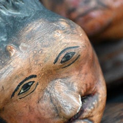 19th Century English Folk Art Tree Form Painted Heads