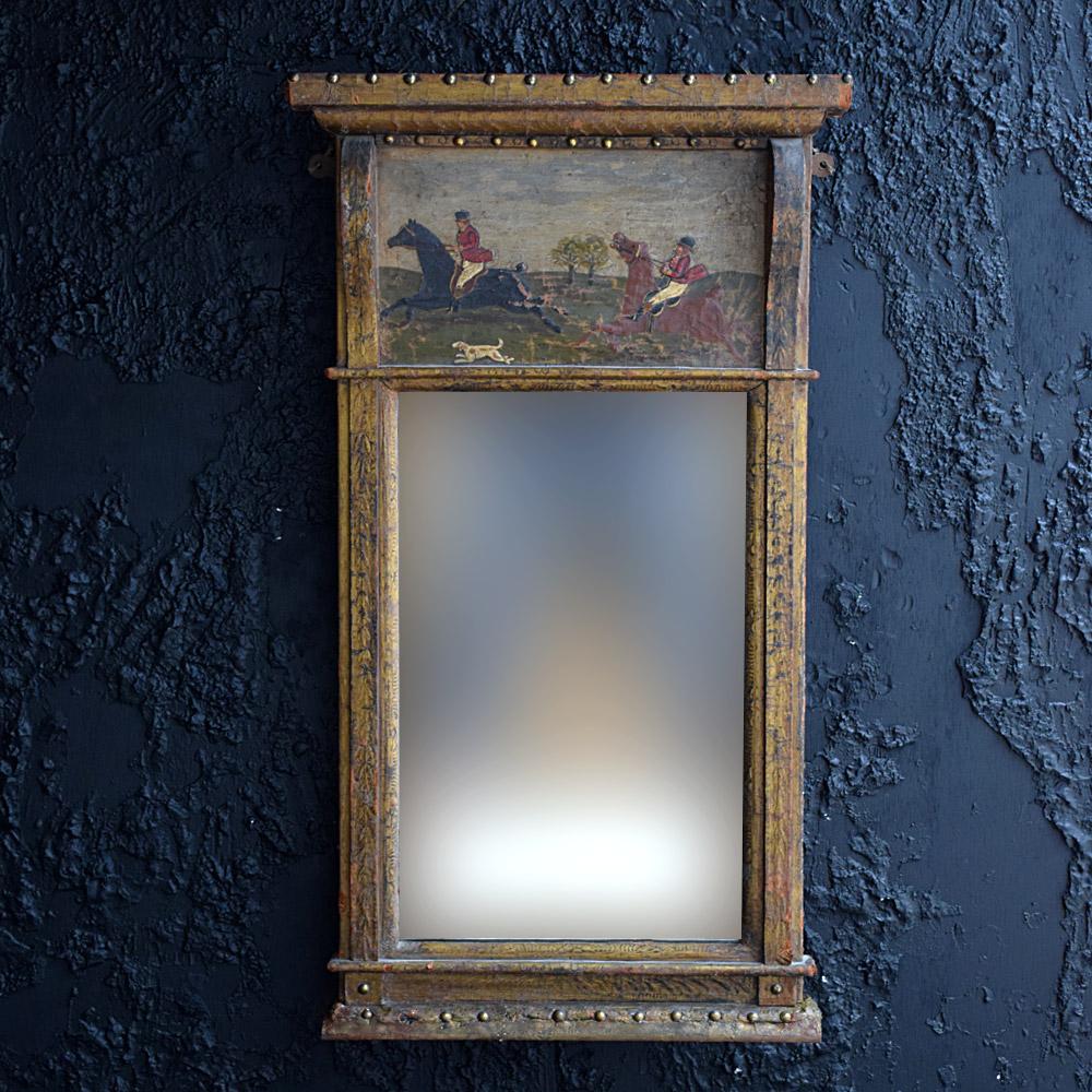 Mid-19th Century 19th Century English Folk Art Trumeau Style Mirror