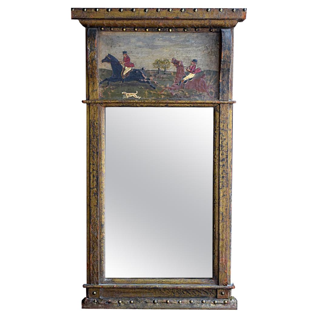19th Century English Folk Art Trumeau Style Mirror