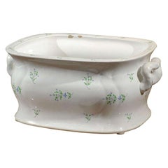 19th Century English Sprigware Porcelain Foot Bath, Unmarked