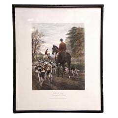 19th Century English Fox Hunting Color Engraving “Evening” by E.A.S. Douglas