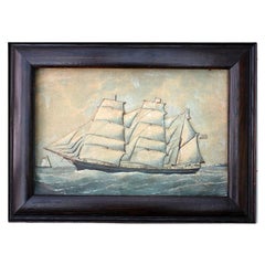 19th Century English Framed Card Ship Diorama Painting