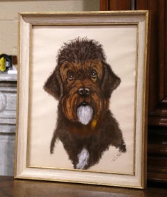 19th Century English Framed Cocker Spaniel Puddle Mix Pastel Signed F. Watz