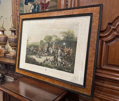 19th Century English Framed Hand Colored Engraving Print "The Bury Hunt" Scene
