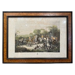 19th Century English Framed Hand Colored Engraving Print "The Bury Hunt" Scene