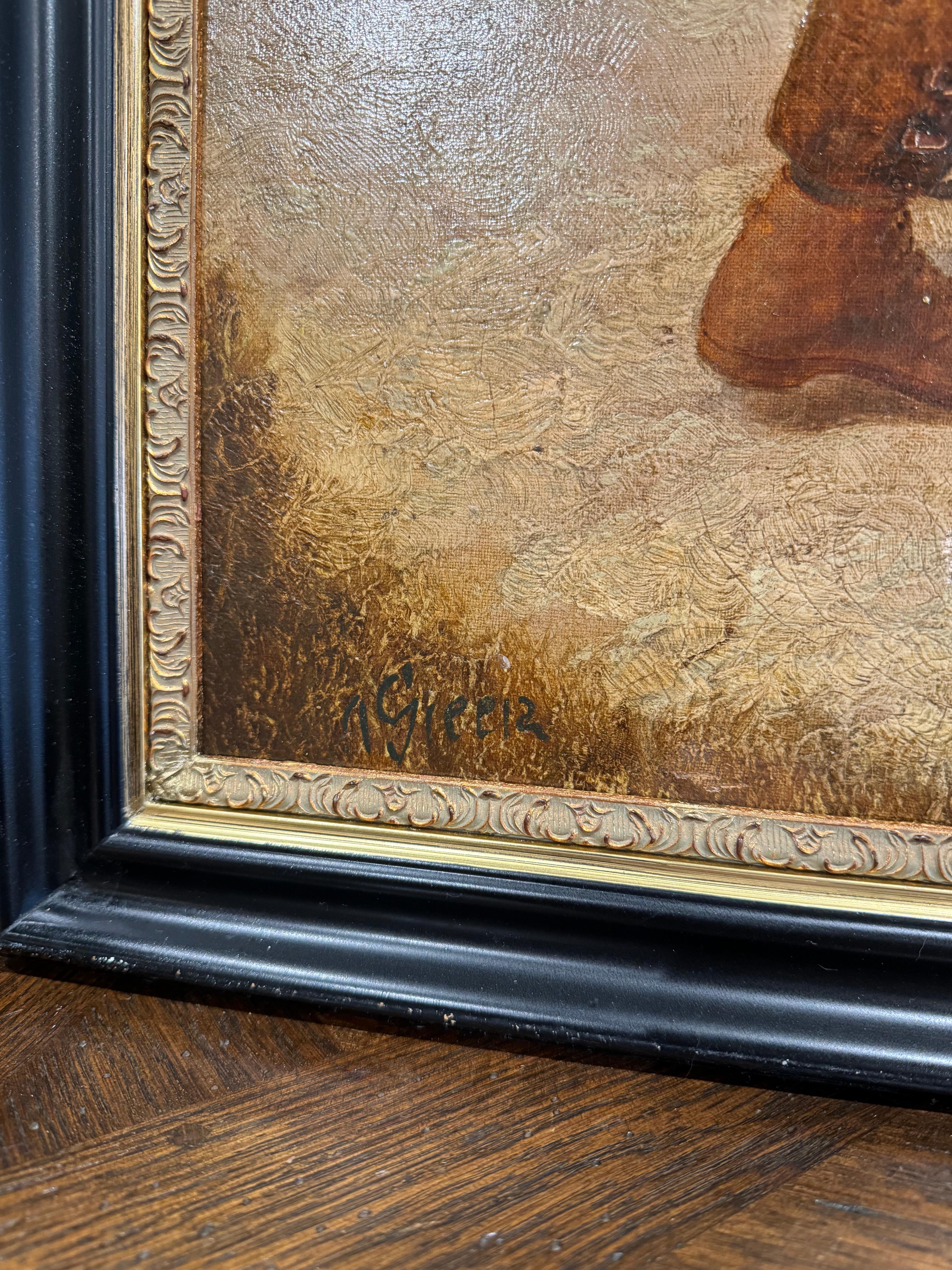 19th Century English Framed Pastoral Oil Painting on Canvas Signed A. Green In Excellent Condition In Dallas, TX