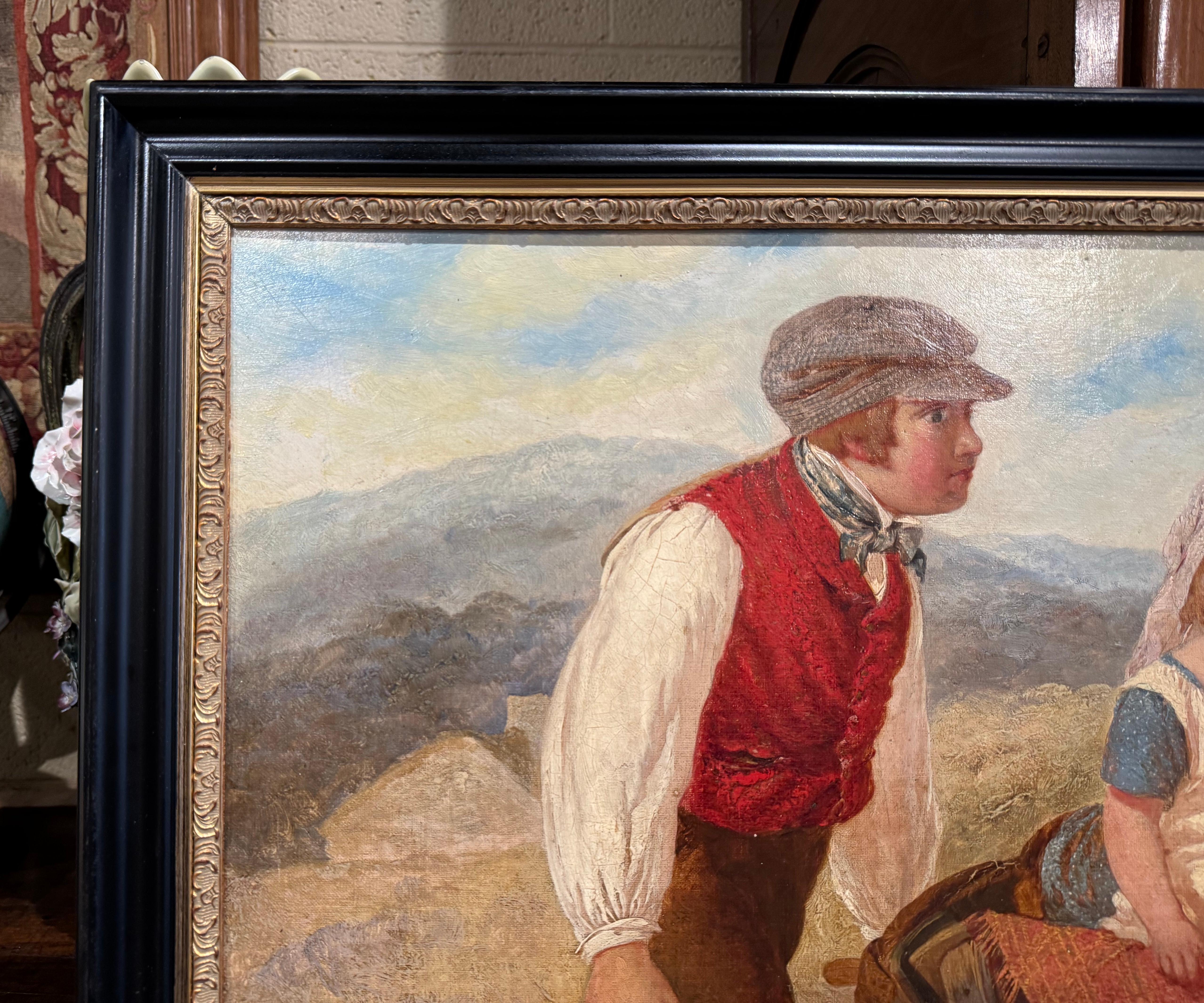 19th Century English Framed Pastoral Oil Painting on Canvas Signed A. Green For Sale 2