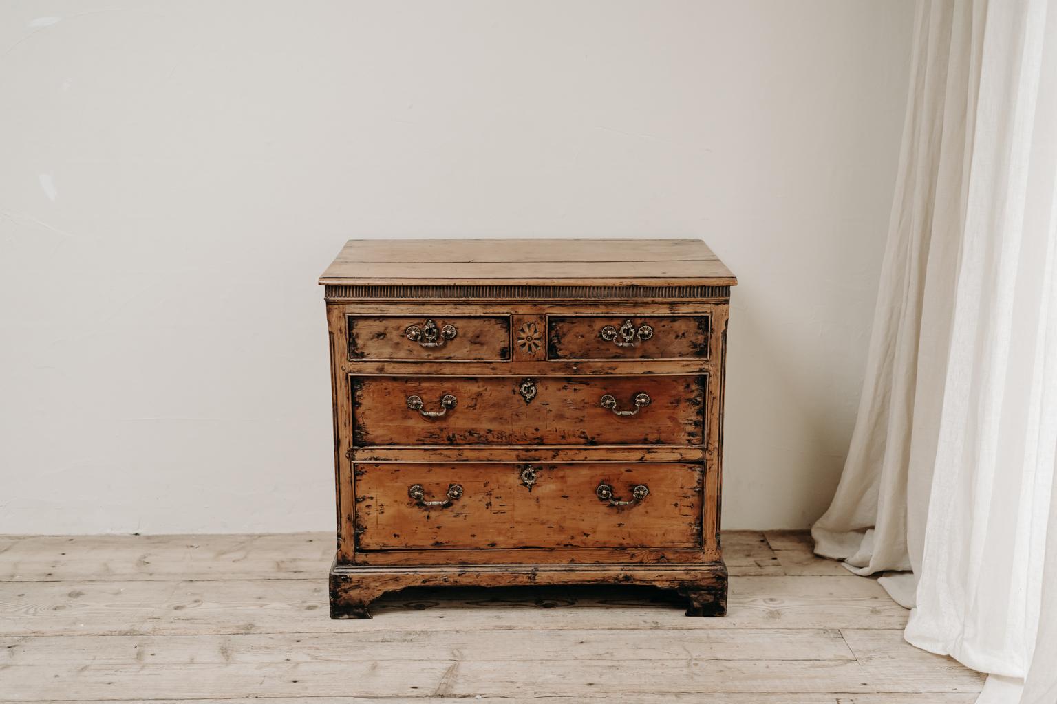 British 19th Century English Fruitwood Chest of Drawers